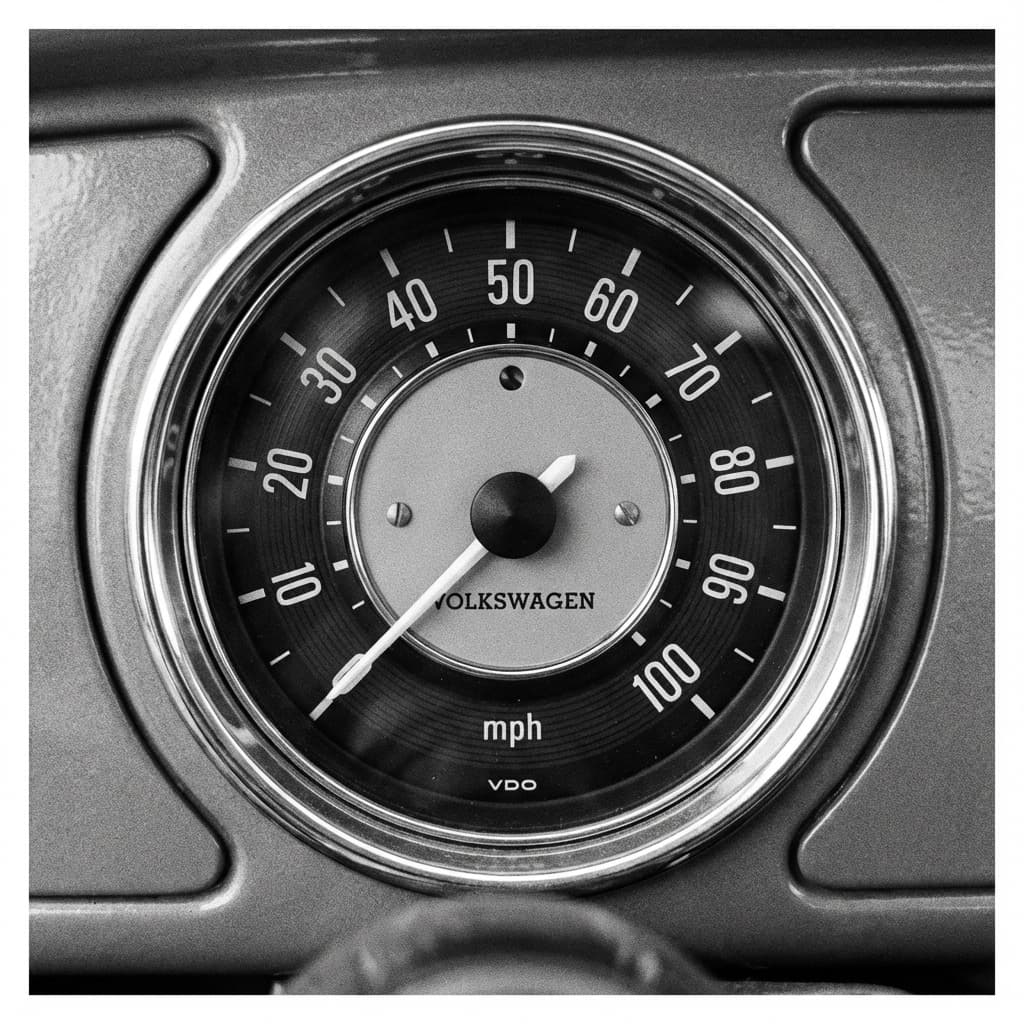 Close-up of a Volkswagen instrument cluster